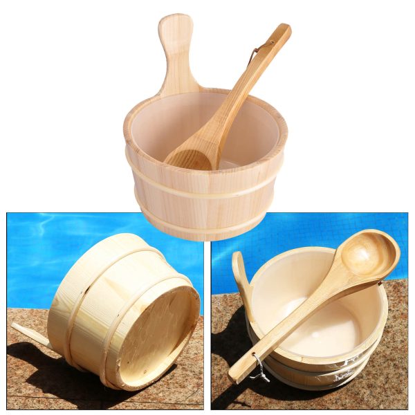 4L Wooden Sauna Bucket and Ladle Set (3)