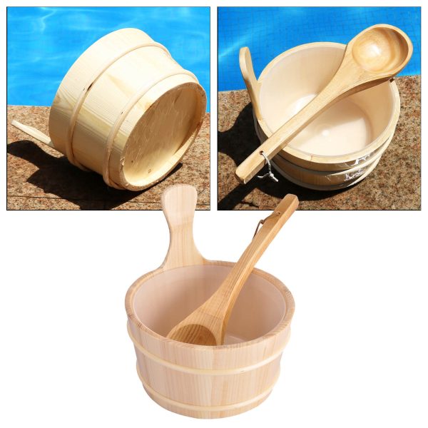 4L Wooden Sauna Bucket and Ladle Set (5)